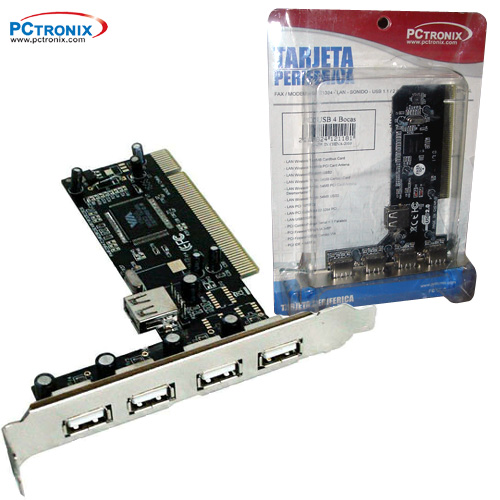 Tarjeta PCI USB2.0 4 puertos chip NEC 1Blister