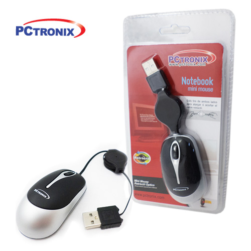 Mouse Retractil #MOM-103R USB (el mouse mas chico) negro, rojo